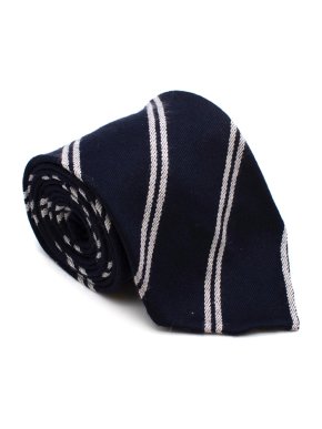 M. Cilento & F.llo Navy Wool Striped Hand Finished Tie