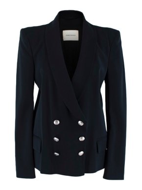 Pierre Balmain Black Crepe Double Breasted Jacket