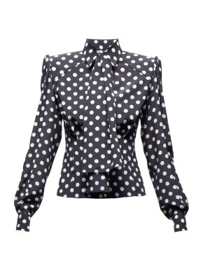 Dolce & Gabbana Crepe Spotted Pussybow Blouse