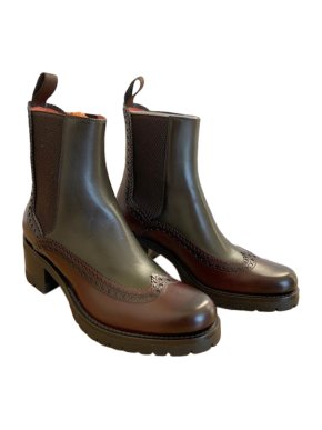 Santoni Tri-Colour Brogue Detailed Ankle Boots