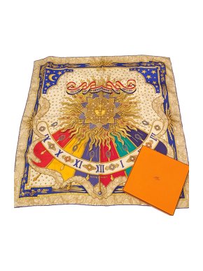 Hermes Vintage Carpe Diem Print Silk Scarf 90