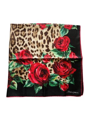 Dolce & Gabbana Silk Floral Leopard Print Wrap Scarf