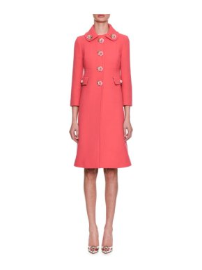 Dolce & Gabbana Wool Crepe Roseto Dress Coat
