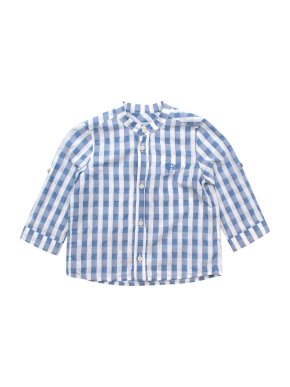 Tartine et Chocolat Blue Gingham Cotton Mandarin Collar Shirt