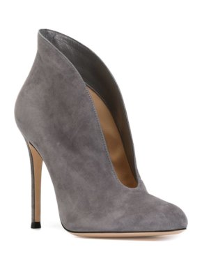Gianvito Rossi Grey Suede Vamp Booties