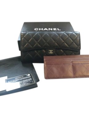 Chanel Black Caviar Leather travel Wallet/Clutch
