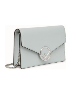 Fendi Leather Blue-Gray Wallet On Chain