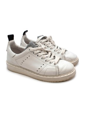 Golden Goose White & Glitter Leather Starter Sneakers