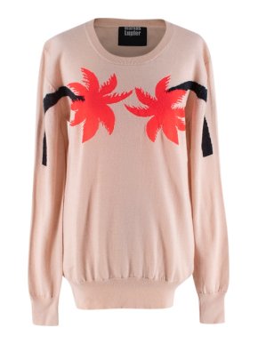 Markus Lupfer Cream Wool Palm Trees Intarsia Knit Sweater
