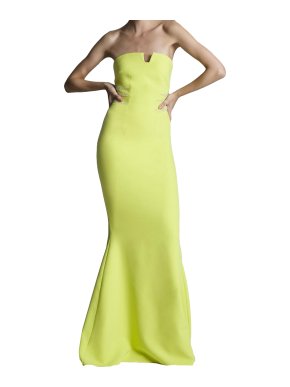 Safiyaa Lemon Yellow Strapless Gown