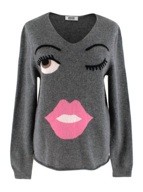 Moschino Cheap and Chic Grey Cashmere Face Knit Sweater