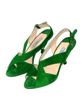 Prada Green Suede Strappy Sandals