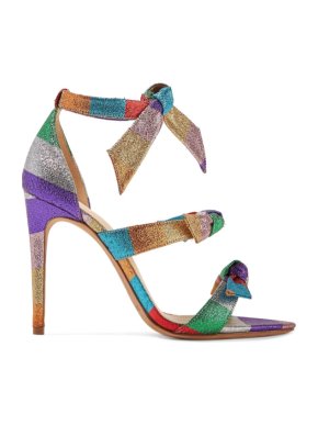 Alexandre Birman Lolita Bow Striped Lame Sandals
