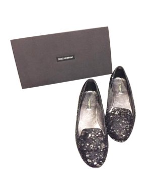 Dolce & Gabbana Black Sequin Ballerina Flats