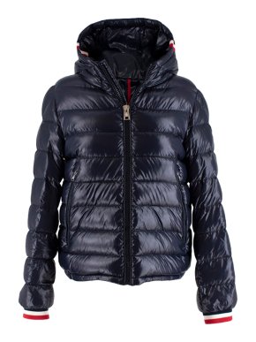 Moncler Navy Hooded Stripe Details Down Jacket