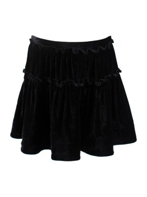 Alberta Ferretti Black Velvet Ruffled Mini Skirt