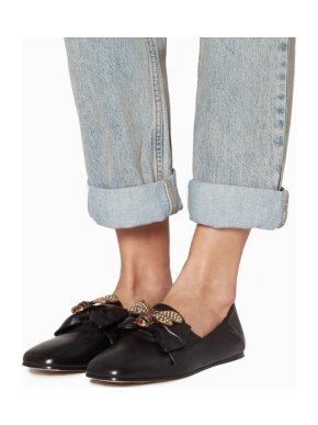 Gucci Black Leather Queen Margaret Embellished Loafers