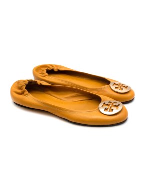Tory Burch Yellow Leather Logo Ballerinas
