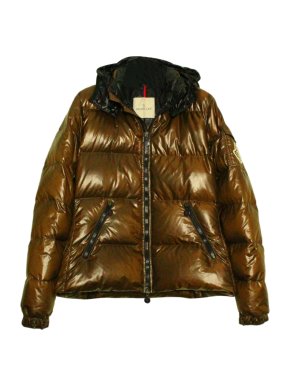 Moncler Brown Nylon Badia Down Hooded Jacket