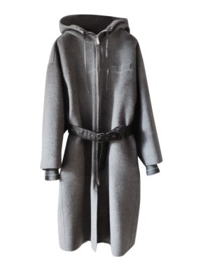 Prada Angora & Wool Zip front Hooded Belted Coat