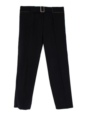Chanel Black Wool Golden Detailed Belted Trousers