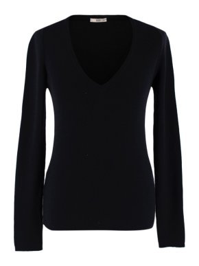 Prada Black Cashmere & Silk Blend V Neck Sweater