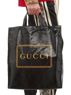 Gucci Black Logo-print coated-canvas tote bag