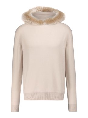 Loro Piana baby cashmere sweater with fur trimmed hood