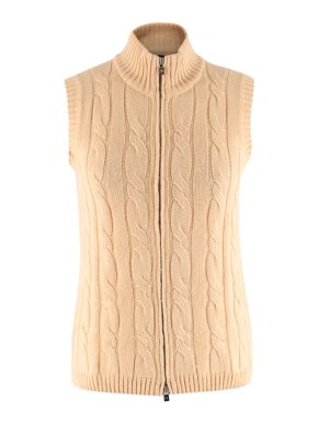 Loro Piana Yellow Silk & Cashmere Knit Zipped Vest