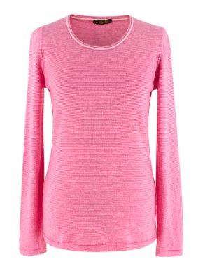 Loro Piana Pink Striped Cashmere Knit Sweater