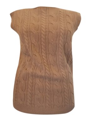 Max Mara Cable Knit Camel Sleeveless Vest