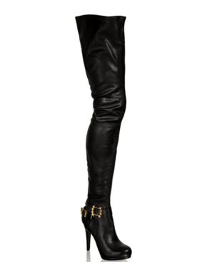 Anna Dello Russo x H&M Thigh High Black Leather Boots