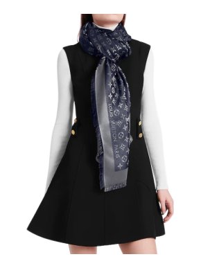 Louis Vuitton Bleu Nuit Monogram Shine Scarf
