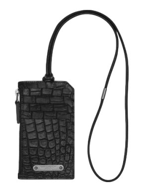 Saint Laurent Croc Embossed Fragments ID Strap Card Case