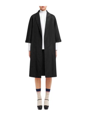 Prada Black SIlk Faille Coat