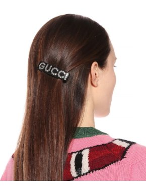 Gucci Black Crystal Embellished Hair Barrette