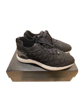 Chanel Black Knit Lace-Up Low Sneakers