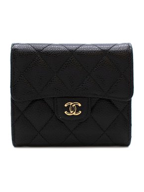 Chanel Black Caviar Leather Classic Small Flap Wallet