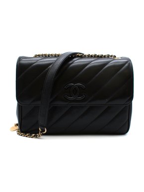 Chanel CC Signature Diagonal Quilted Flap Bag