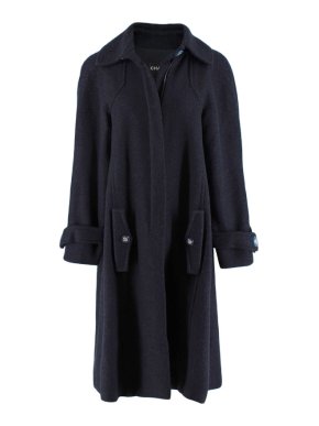 Chanel Navy Alpaca Wool Boucle Blend Coat