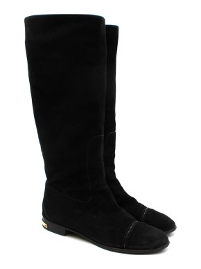 Louis Vuitton Black Suede Flat Boots
