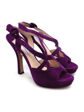Prada Purple Suede Platform Heeled Sandals