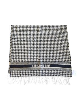 Christian Dior Silk & Wool Houndstooth XL Scarf