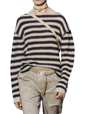 Dior Cashmere & Linen Striped Knit Top