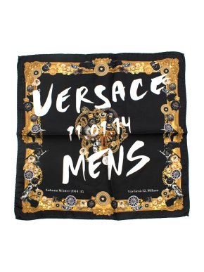 Versace Black & Gold FW 15 Mens Show Silk Handkerchief