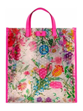 Gucci Leather Trimmed Flora Print Vinyl Tote Bag
