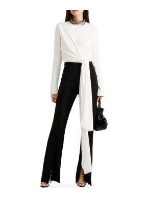 16Arlington White Cady Tie Waist Top