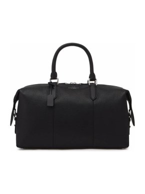 Smythson Black Grained Leather Burlington Holdall Bag