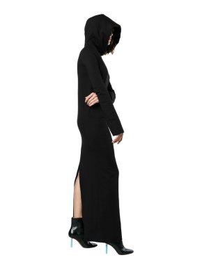 Vetements Black Cotton Hooded Maxi Sweatshirt Dress