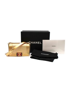 Chanel Metallic Gold Small Cube Boy Bag